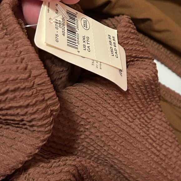 Aerie Crinkle full coverage bathing suit brown size XXL NWT poolside beach - Picture 8 of 10